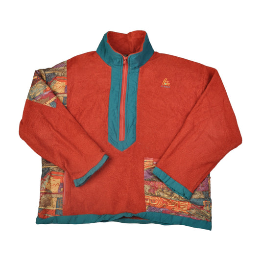 Vintage Fleece 1/4 Zip Retro Pattern Medium