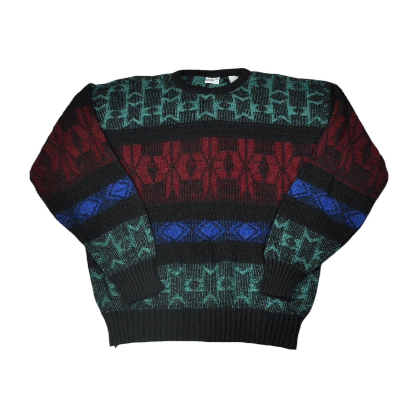 Vintage Knitwear Sweater Retro Pattern Multi XL