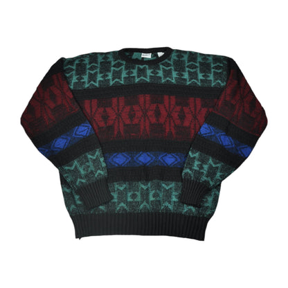 Vintage Knitwear Sweater Retro Pattern Multi XL