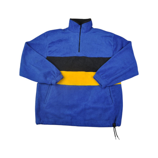 Vintage Fleece 1/4 Zip Block Colour Blue Medium