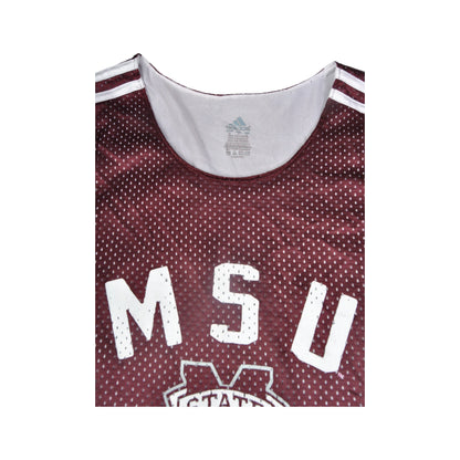 Vintage Adidas MSU Bulldogs Weste Jersey Burgund Medium