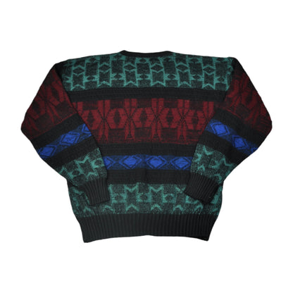 Vintage Knitwear Sweater Retro Pattern Multi XL