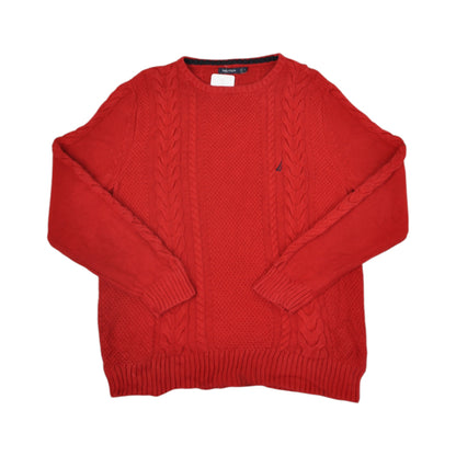 Vintage Nautica Cable Knitwear Sweatshirt Red Large