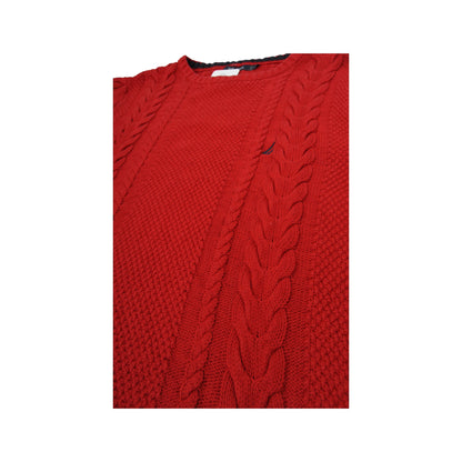 Vintage Nautica Cable Knitwear Sweatshirt Red Large