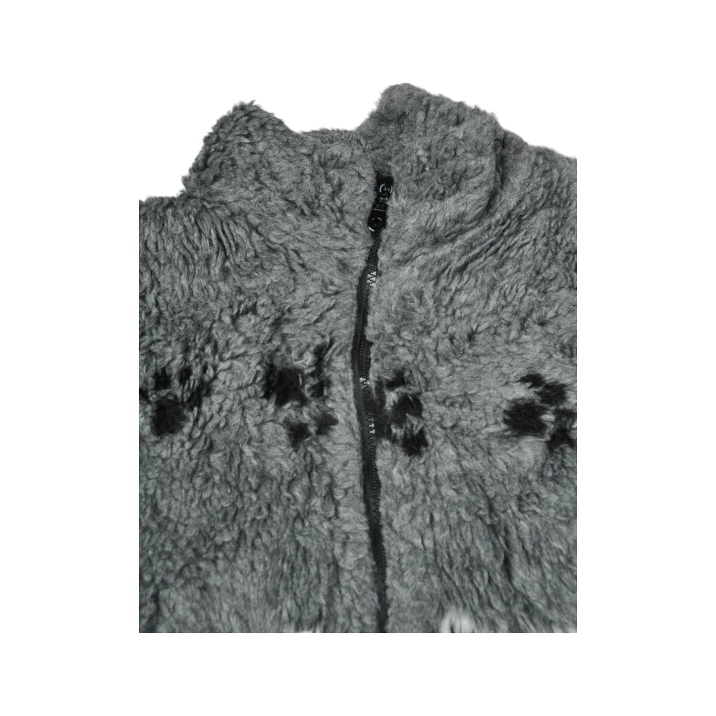 Vintage Fleece Jacket Dog Pattern Grey Ladies Large