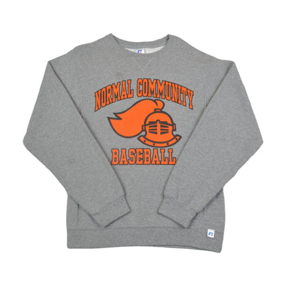 Vintage Normal Community Baseball Crew Neck Sweatshirt Grey Small