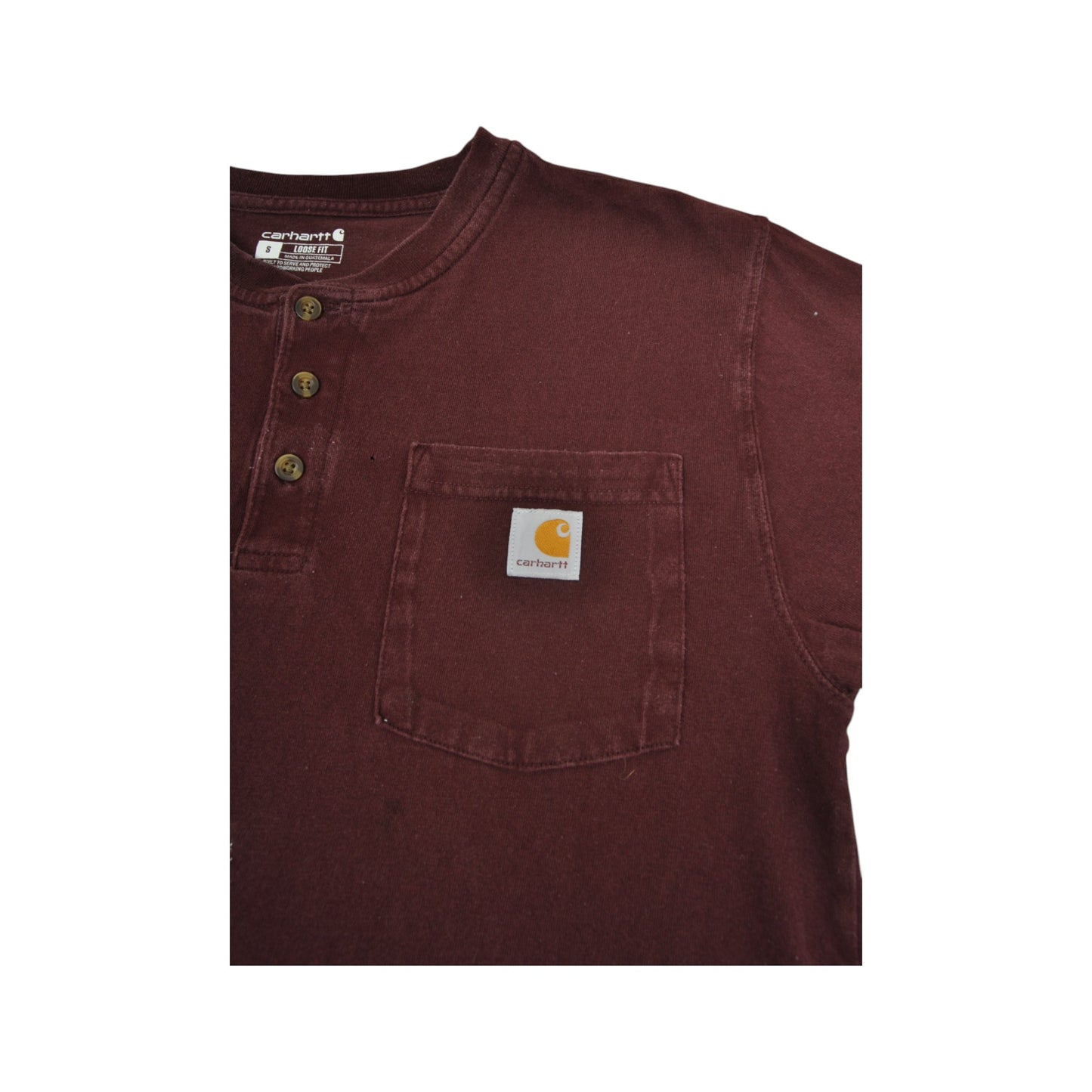 Vintage Carhartt Pocket T-Shirt Burgundy Small