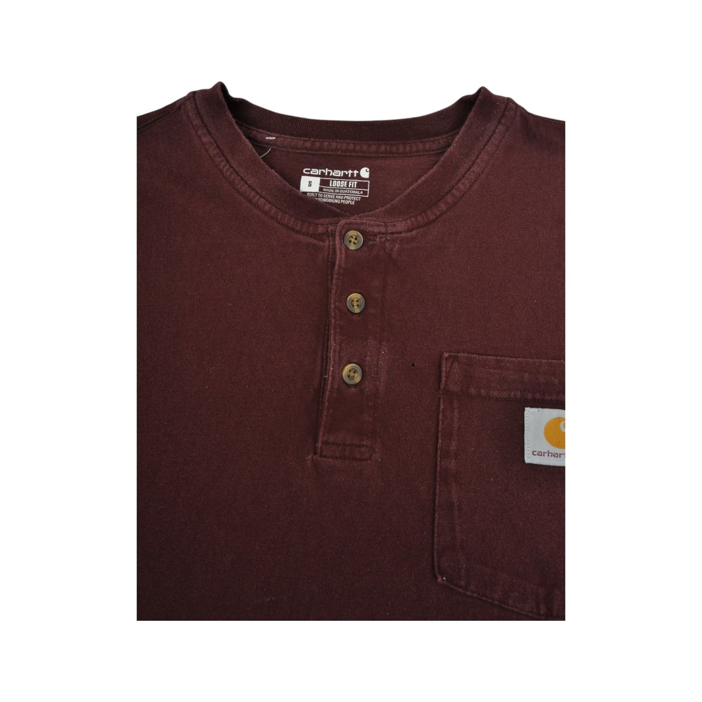 Vintage Carhartt Pocket T-Shirt Burgundy Small