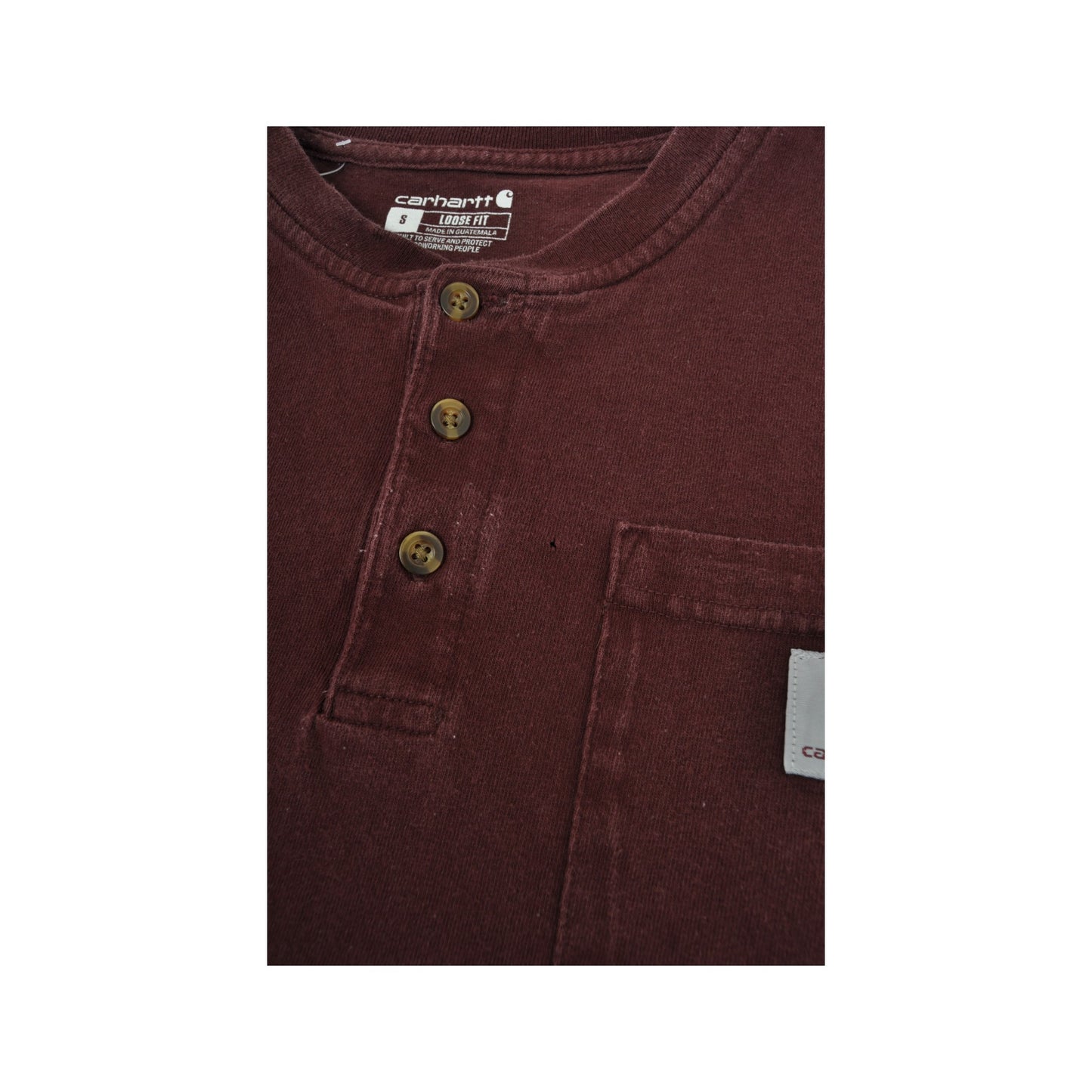 Vintage Carhartt Pocket T-Shirt Burgundy Small