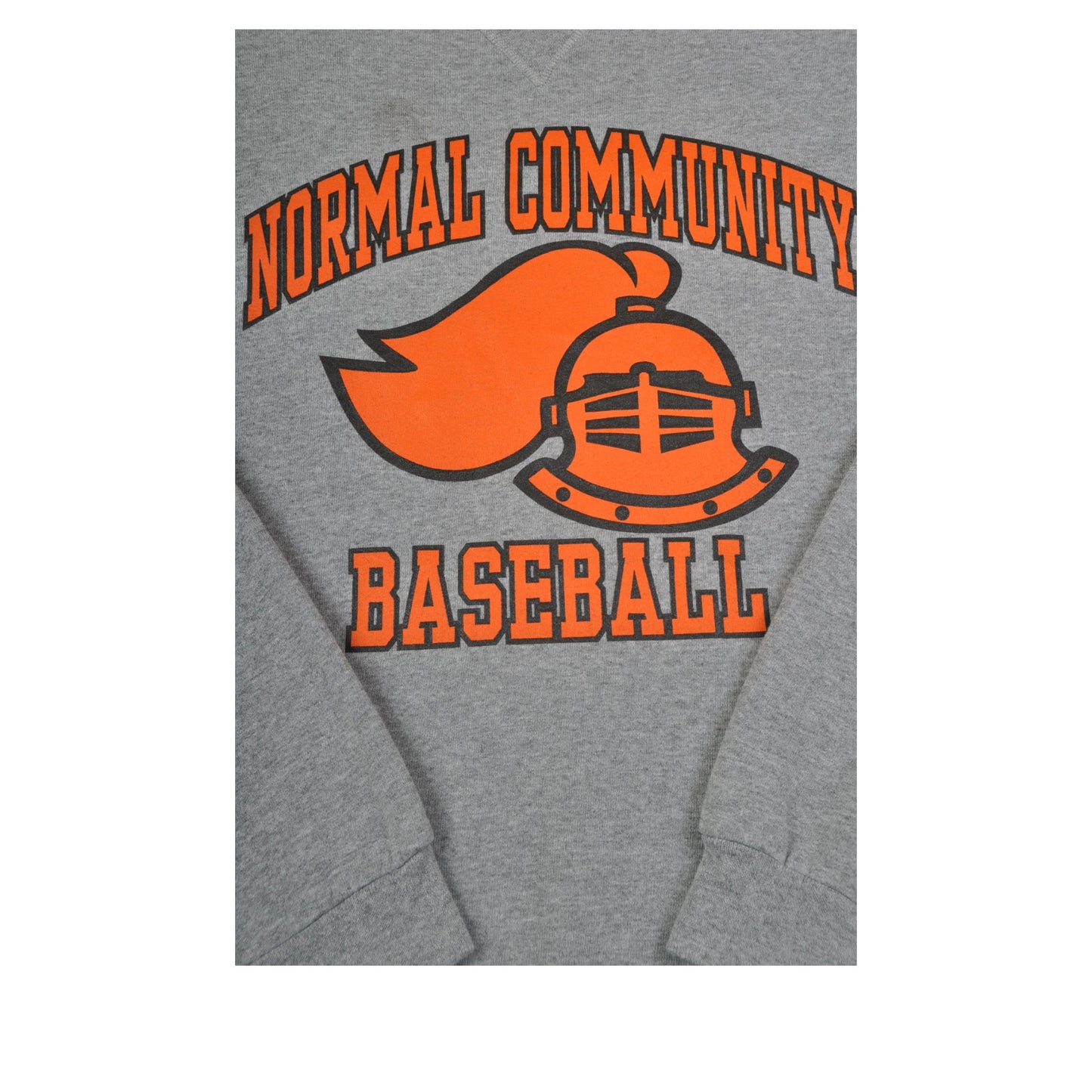 Vintage Normal Community Baseball Crew Neck Sweatshirt Grey Small