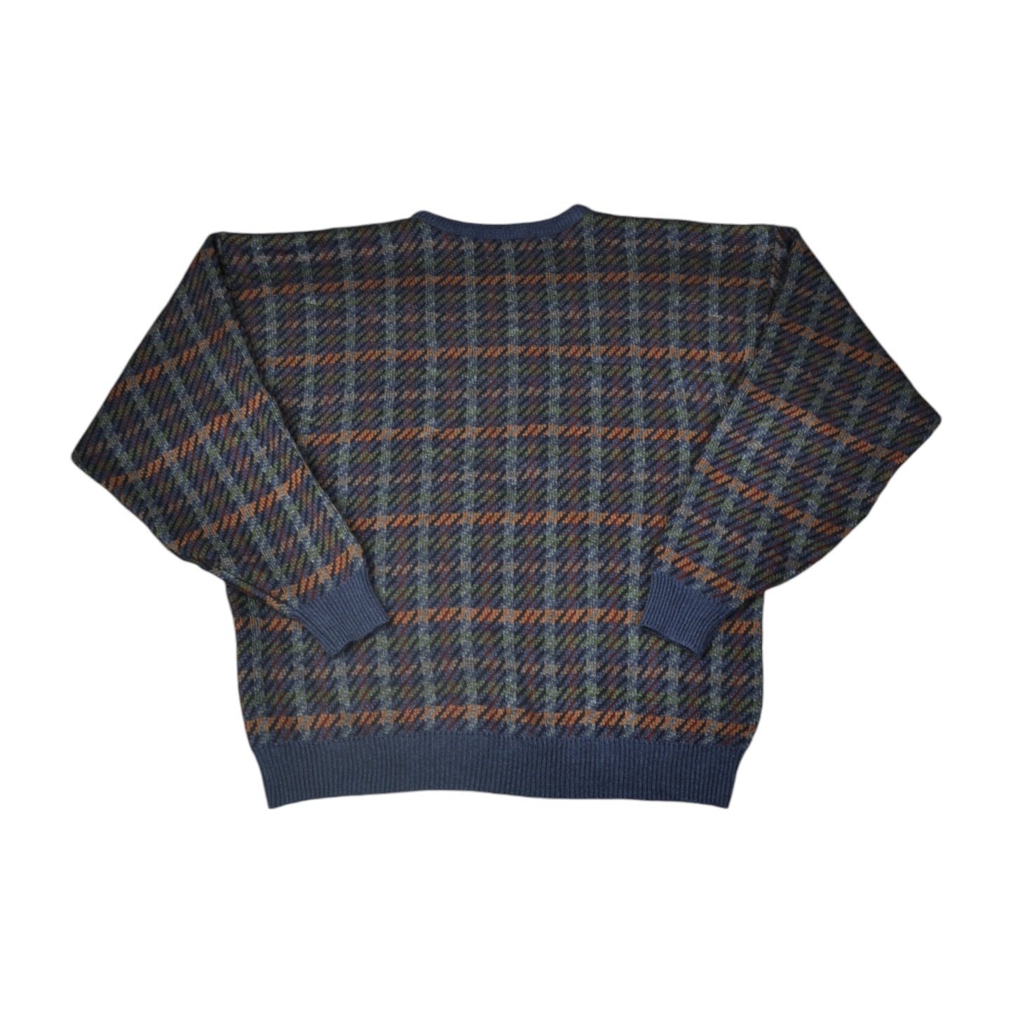 Vintage Knitwear Sweater Checked Pattern Multi XL