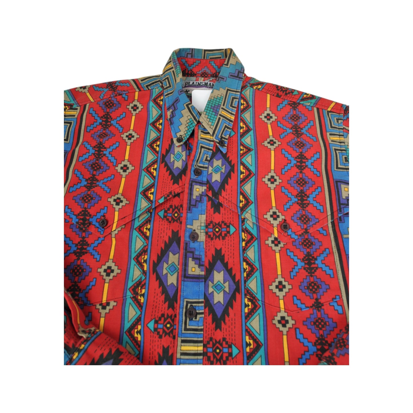 Vintage 90's Aztec Shirt Long Sleeved Retro Multi Small