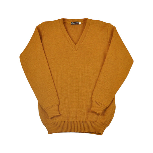 Vintage V-Neck Knitted Jumper Mustard Small