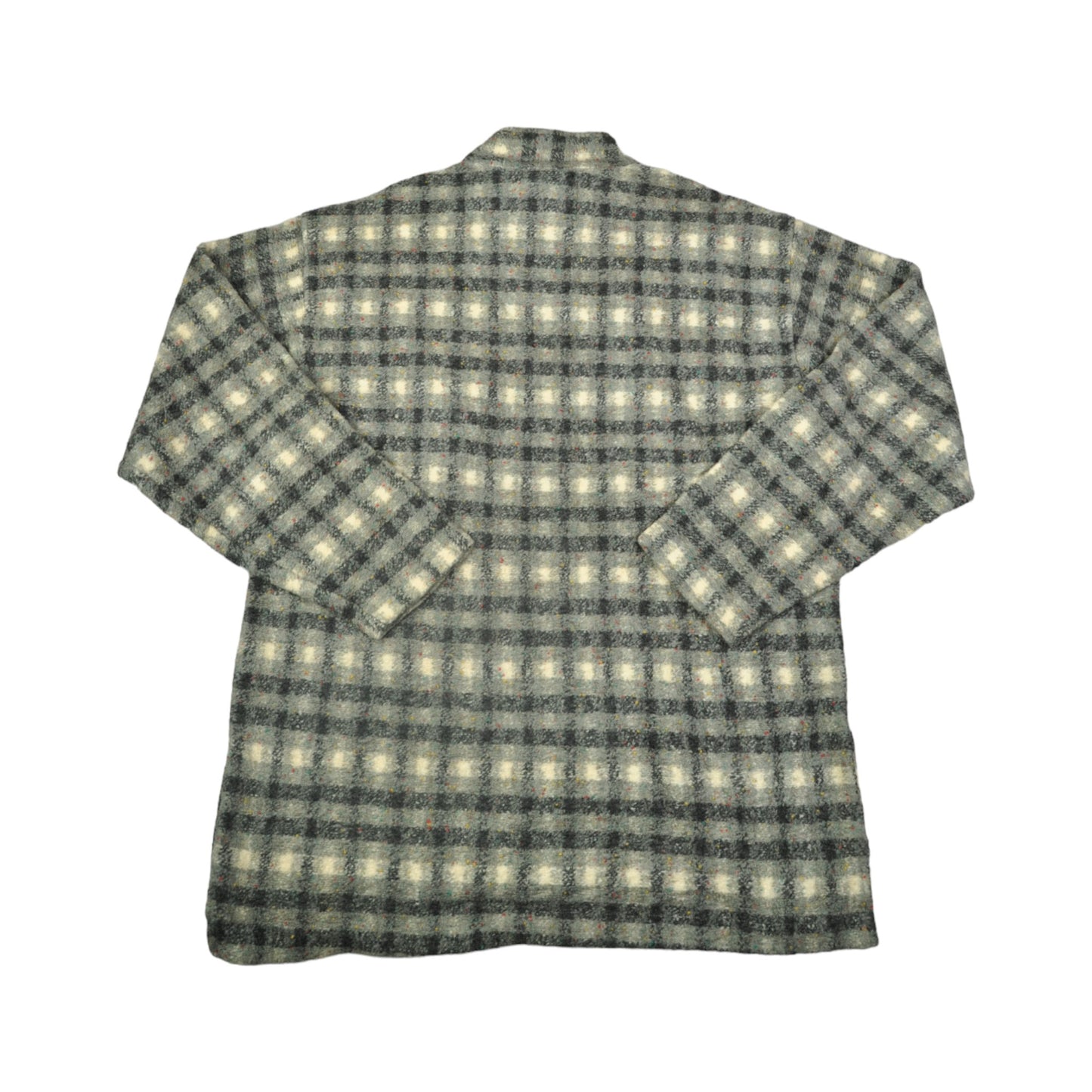 Vintage Fleece 1/4 Zip Retro Check Pattern Grey Large