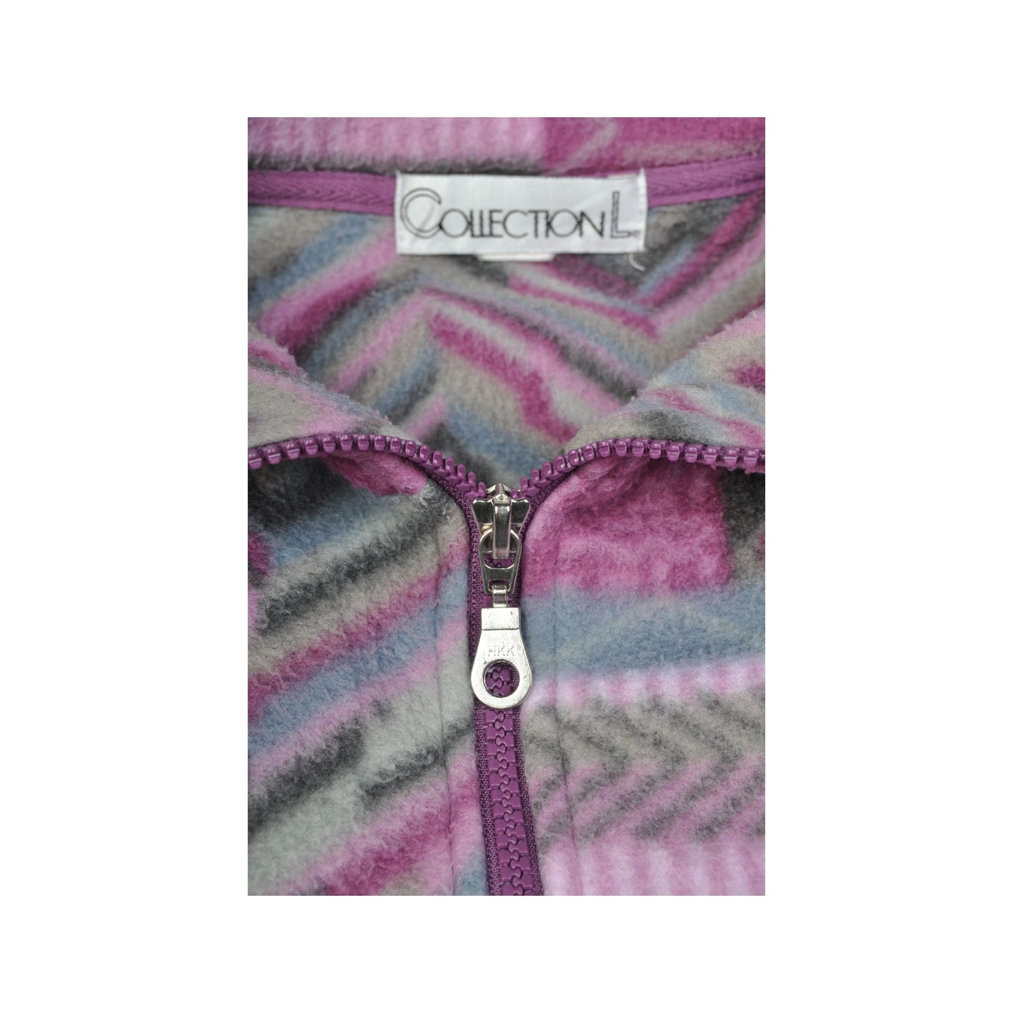 Vintage Fleece Jacket Retro Pattern Purple Ladies XL