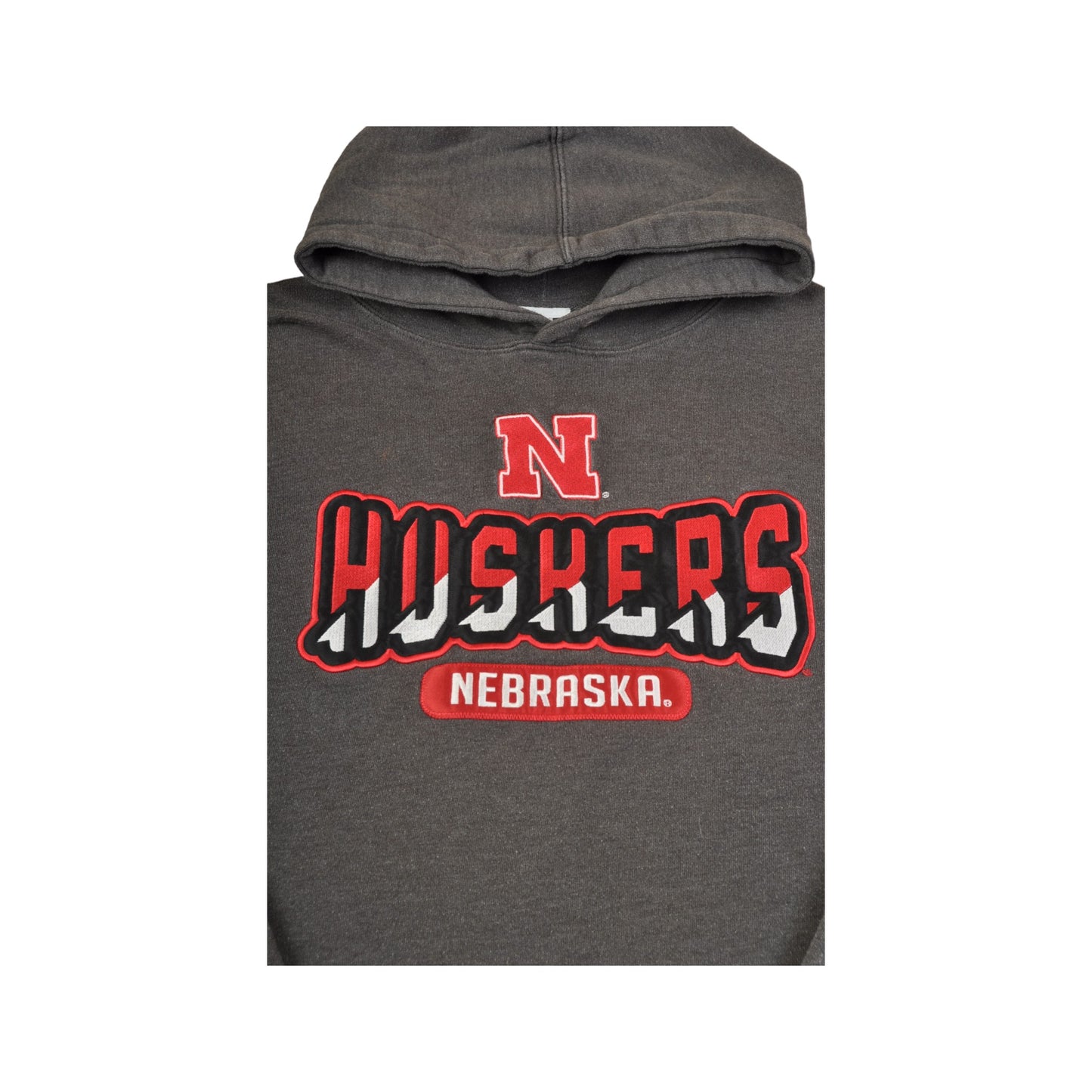 Vintage Nebraska Huskers Kapuzenpullover Sweatshirt Grau Medium