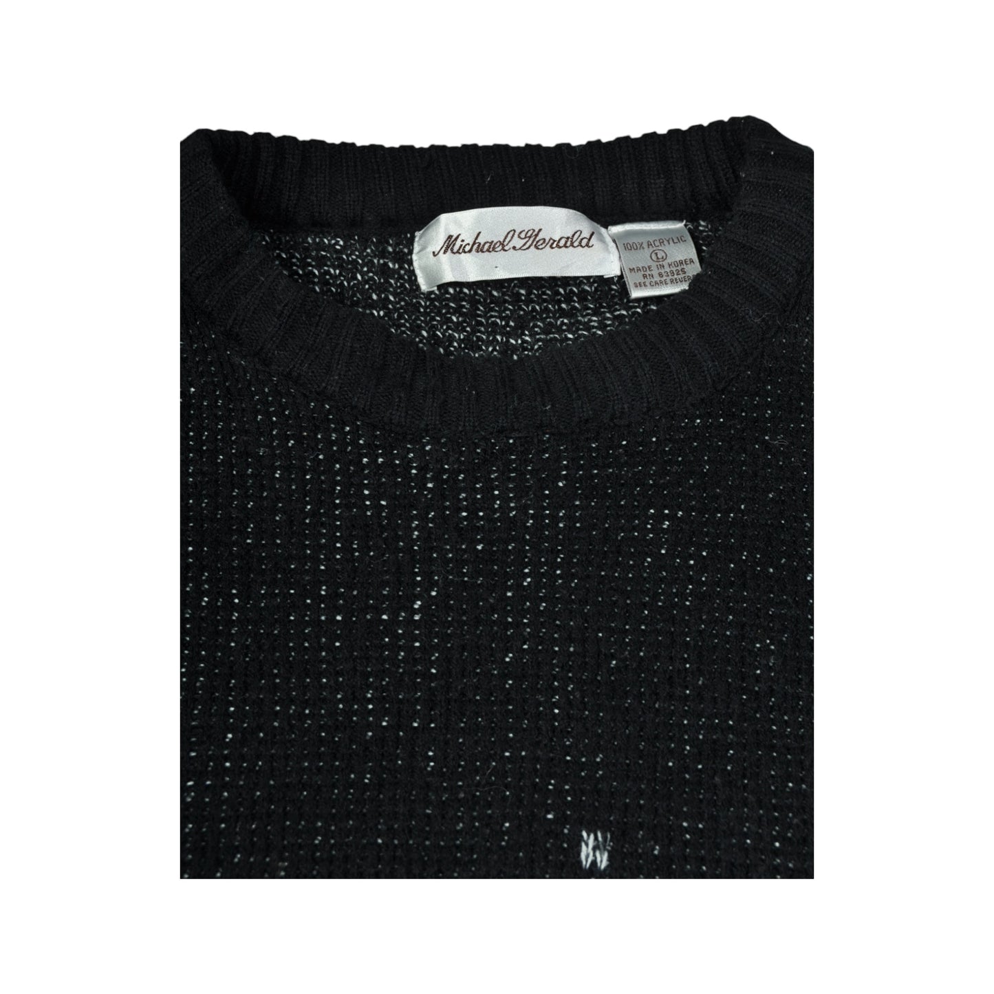 Vintage Knitwear Sweater Retro Pattern Black Large