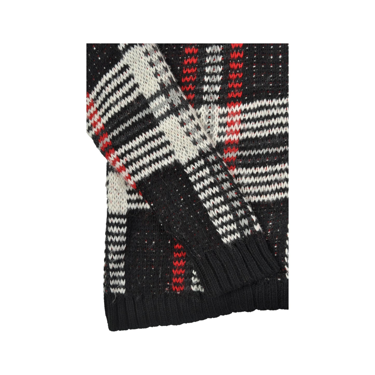 Vintage Chaps Knitted Jumper Retro Check Pattern Red/Black Ladies Medium