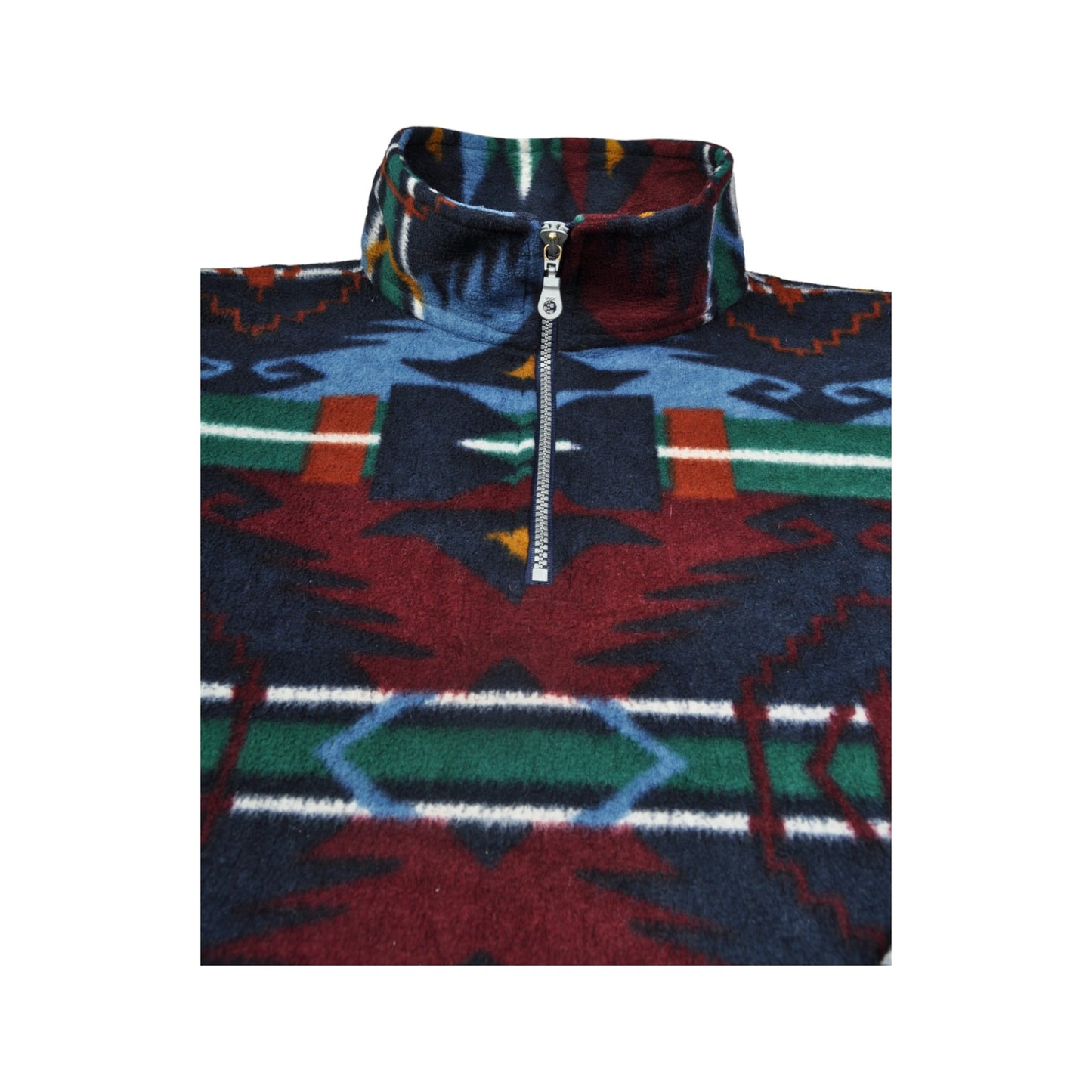 Vintage Fleece 1/4 Zip Retro Aztec Pattern Medium