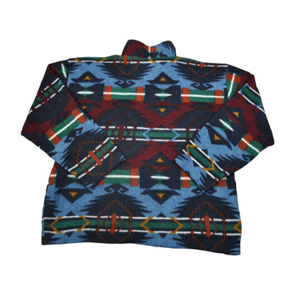 Vintage Fleece 1/4 Zip Retro Aztec Pattern Medium