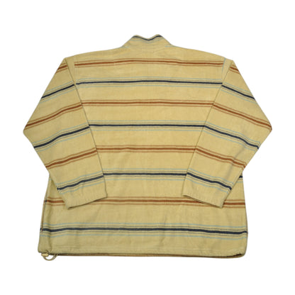 Vintage Fleece 1/4 Zip Stripe Pattern Beige XXL