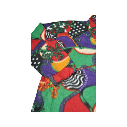 Vintage Fleece 1/4 Zip Retro Pattern Multi Large