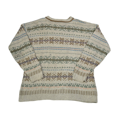 Vintage Crew Neck Strickpullover Retro Muster Groß