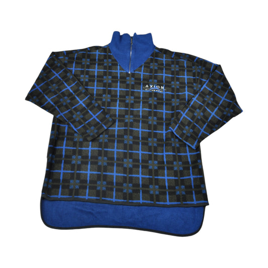 Vintage Fleece 1/4 Zip Retro Pattern Blue XL