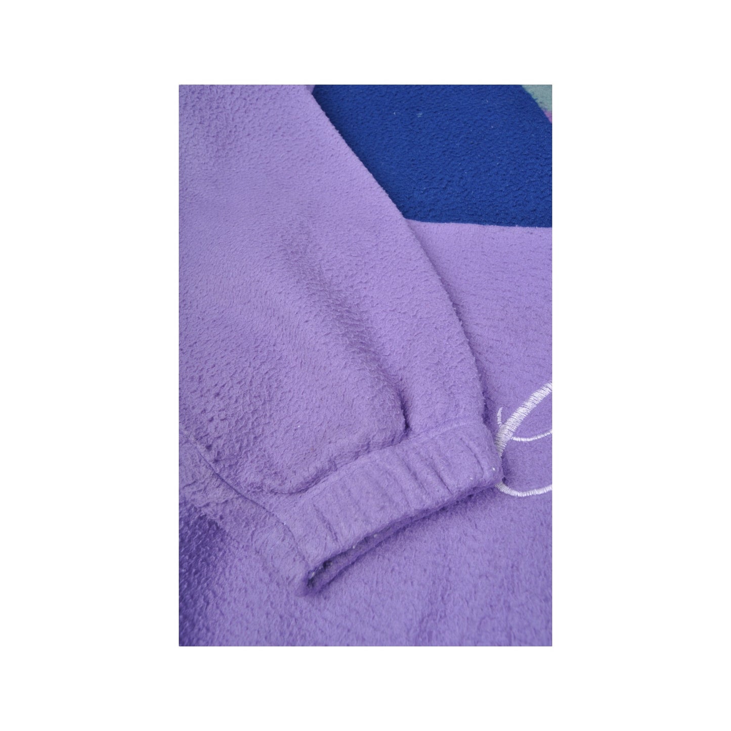 Vintage  Fleece 1/4 Zip Retro Pattern Purple Ladies Large