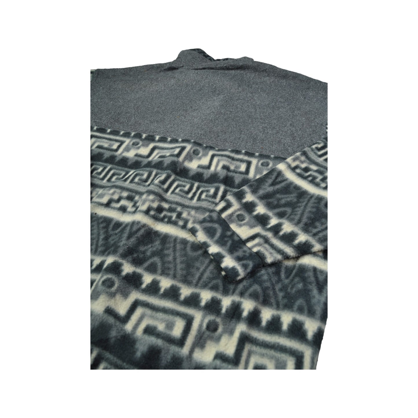 Vintage Fleece 1/4 Zip Retro Pattern Grey XL