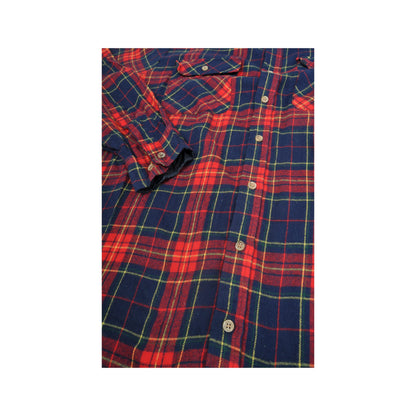 Vintage Flannel  Shirt Long Sleeved Checked Red Medium