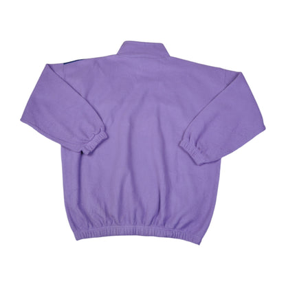 Vintage  Fleece 1/4 Zip Retro Pattern Purple Ladies Large