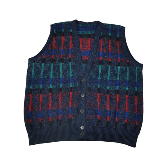 Vintage Knitwear Sweater Vest Retro Pattern Multi XL