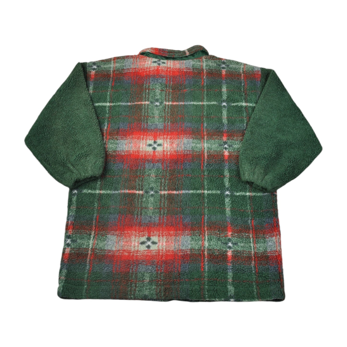 Vintage Fleece Jacket Checked Pattern Green Ladies Small