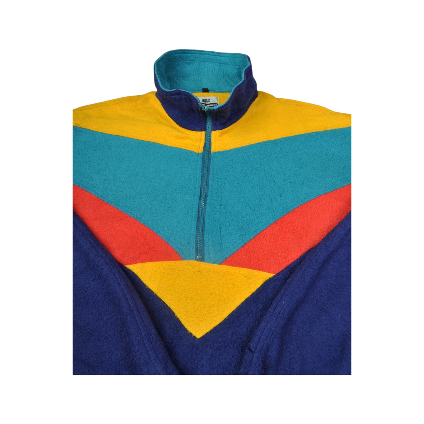 Vintage Fleece 1/4 Zip Block Colour Blue XL