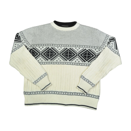 Vintage Knitwear Sweater Retro Pattern Beige Small