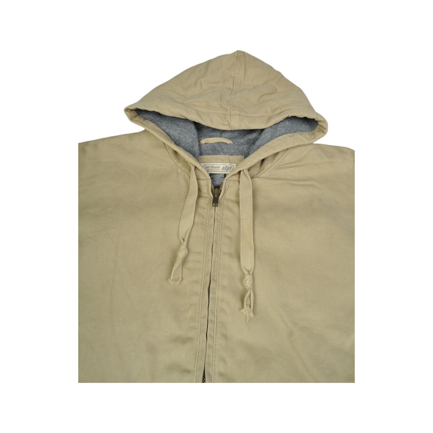 Vintage Hooded Workwear Jacket Beige Large