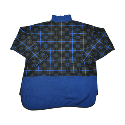 Vintage Fleece 1/4 Zip Retro Pattern Blue XL