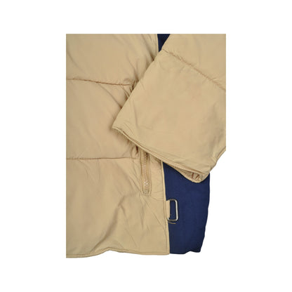 Vintage Padded Jacket Block Colour Beige Large