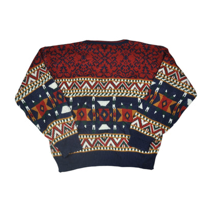 Vintage Knitwear Sweater Retro Pattern Multi Medium