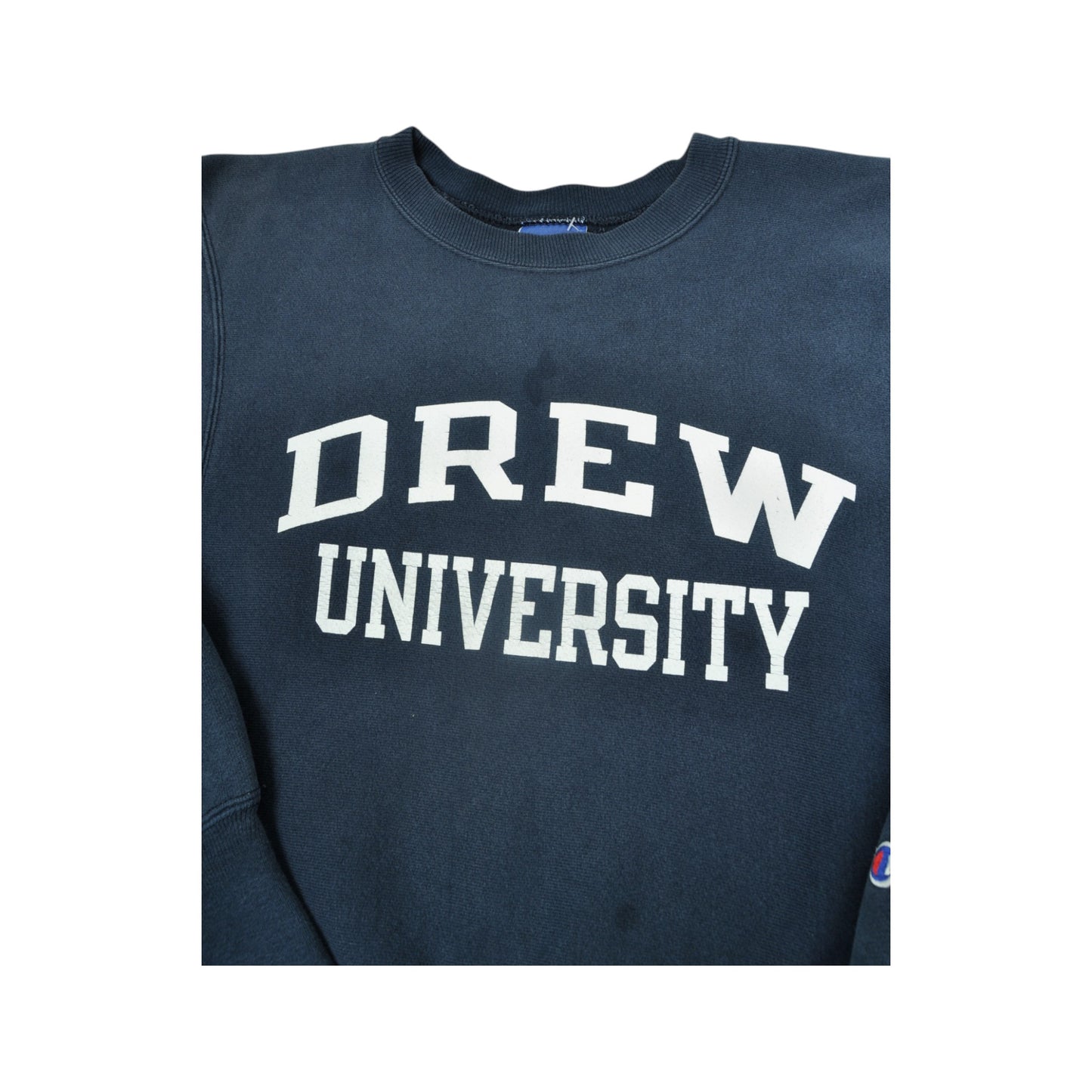 Vintage Champion Reverse Weave Drew University Sweatshirt Navy Small