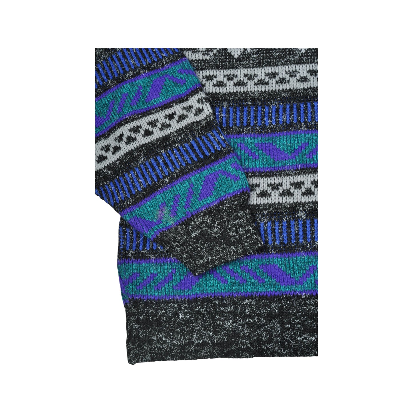 Vintage Knitwear Sweater Retro Pattern Blue Large