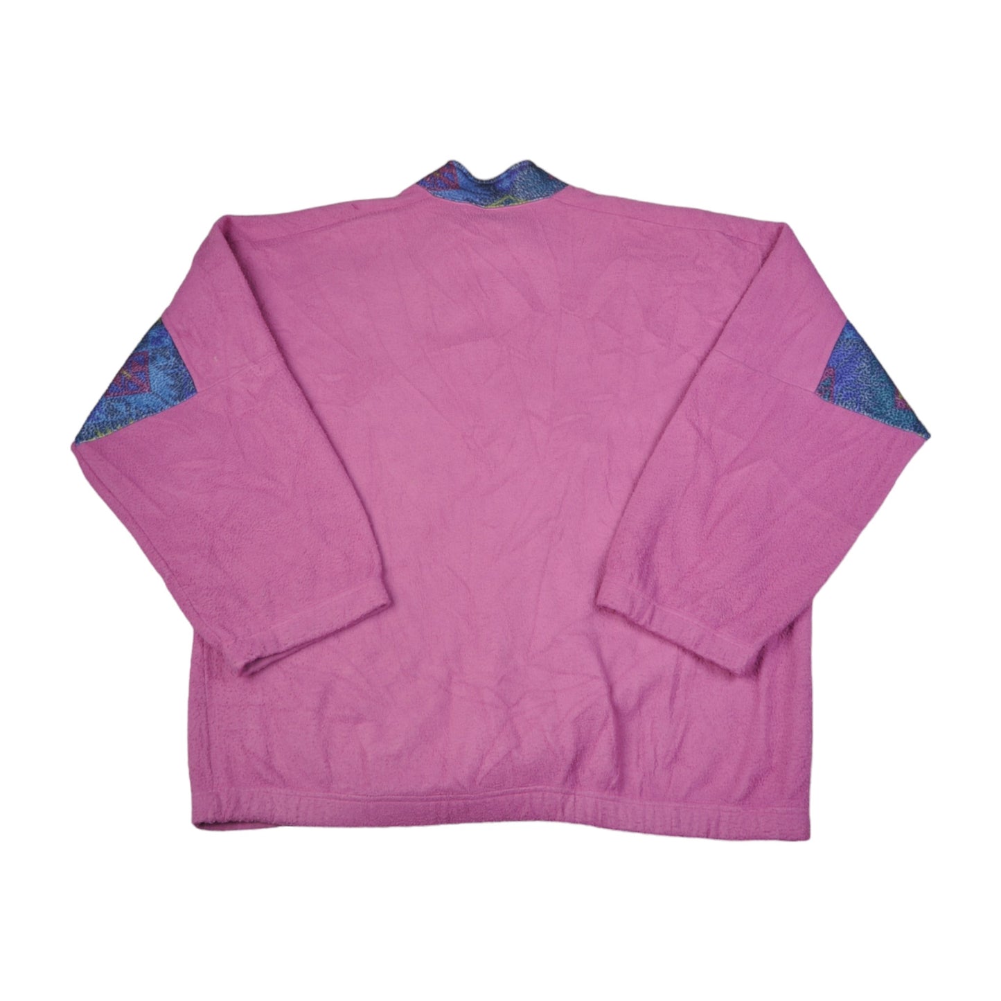 Vintage Fleece 1/4 Reißverschluss Retro Muster Pink XL