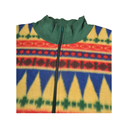 Vintage Fleece 1/4 Zip Retro Pattern XL