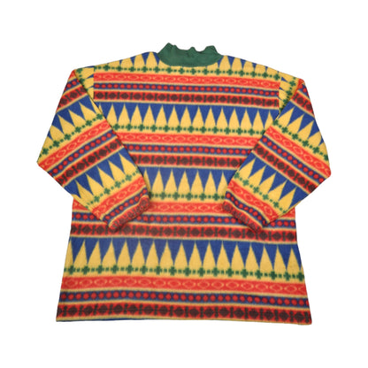 Vintage Fleece 1/4 Zip Retro Pattern XL