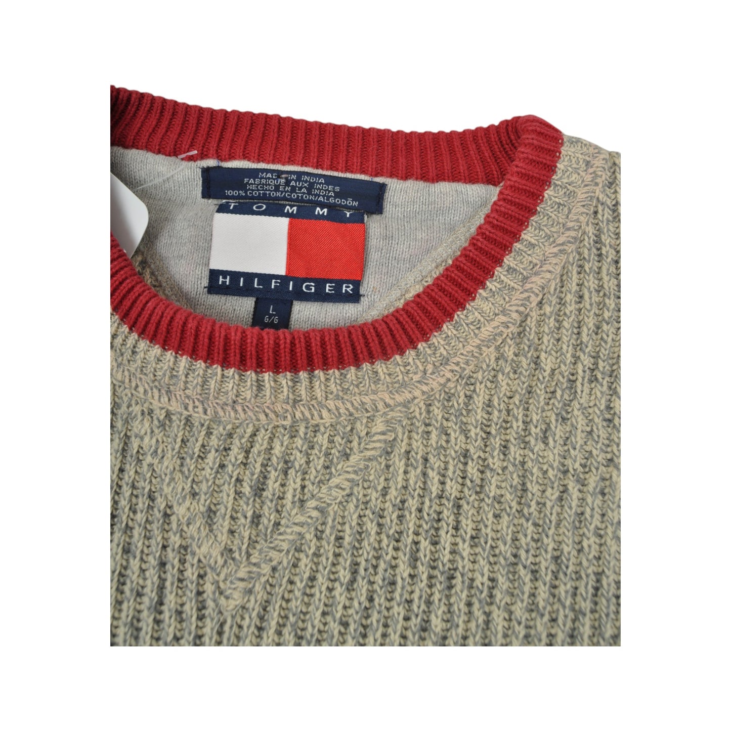 Vintage Tommy Hilfiger Knitwear Sweatshirt Beige Large