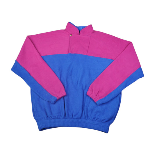 Vintage Fleece 1/4 Zip Block Colour Pink Ladies Large