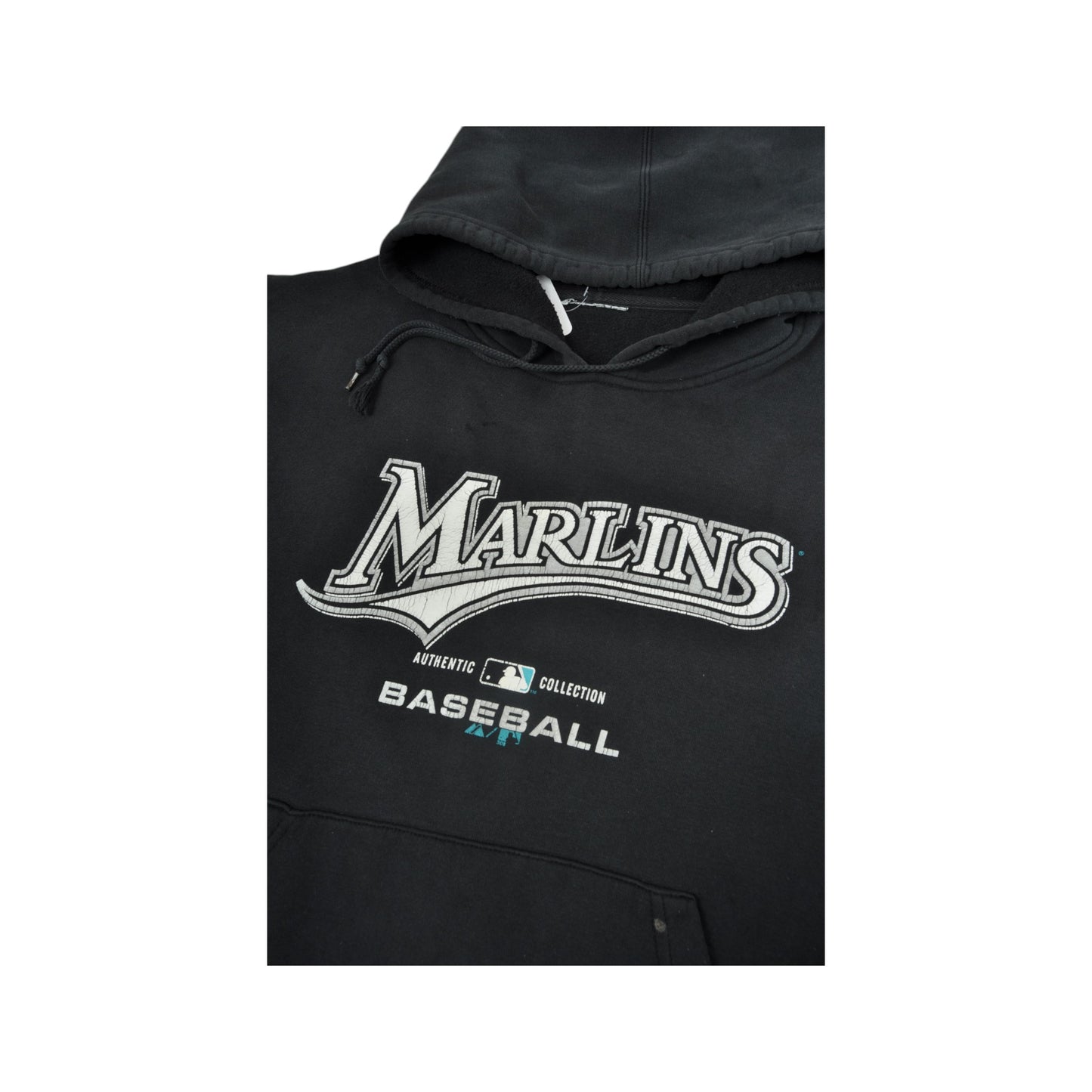 Vintage Marlins Baseball Sweatshirt Hoodie Black XL