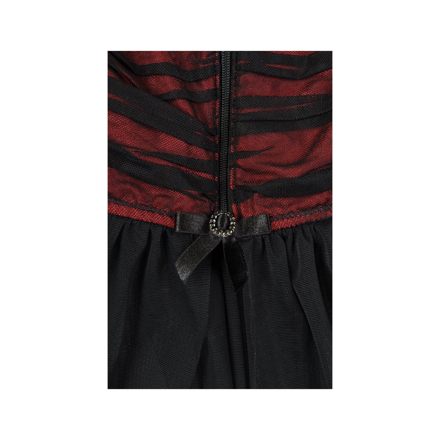 Y2K Smocked Korsett Kleid Top Rot/Schwarz Medium