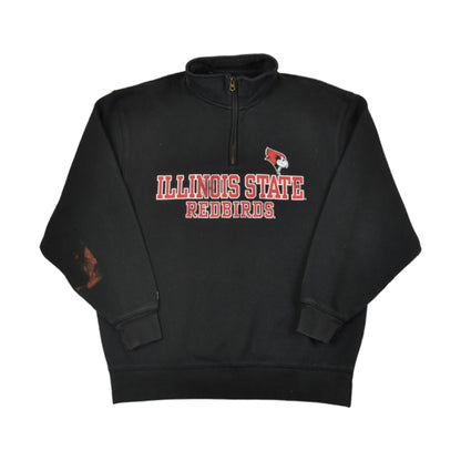 Vintage Illinois State Redbirds 1/4 Reißverschluss Sweatshirt Schwarz Groß